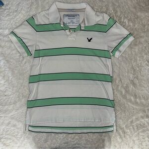 American Eagle Vintage Fit Polo Shirt Size small y2k green and white Sharp